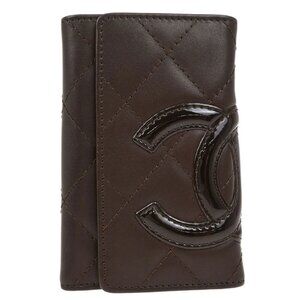 Chanel Brown Calfskin Cambon Ligne Six Hook Key Case Small Good 195330